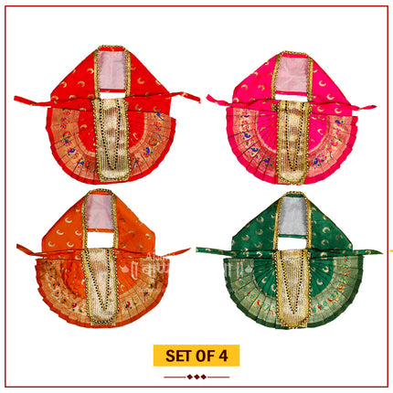 Karveer Nivasini Mahalaxmi Devi Poshak | Kolhapur Lakshmi Mata Dress for Temple & Home Puja | Traditional Saree Vastra for Devi Idol & Photo Frame Decoration (7 Inch Poshak)