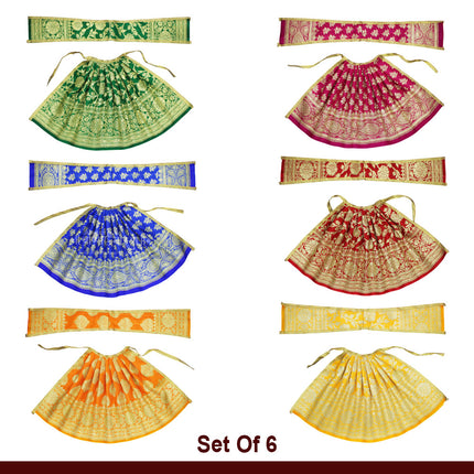 Devi Mata Laxmi Pujan Kalash Sthapana Margashirsh Puja  Navratri Traditional देवी वस्त्र, देवी पोशाख,देवीचे कपडेDress Poshak Designer Lehenga Patka (Set OF 6
