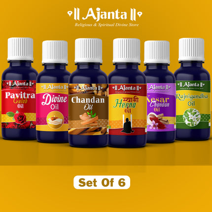 Ajanta Deepam Oil – Premium Pooja Lamp Oil for Diwali Festival, Navratri & Daily Worship | Pure Deep Oil for Diya, Samai, and Temple Lighting | Divine Fragrance Religious Deepam Oil Pack for Prosperity & Positive Energy (Set Of 6) (10 ml Each)