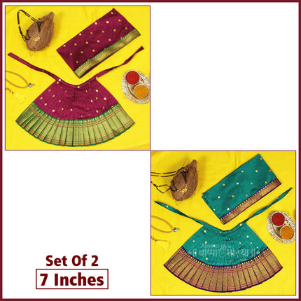 Devi MATA Laxmi Pujan | Kalash Sthapana Margashirsh Puja | Navratri Traditional Dress Poshak (7 inch Poshak) Set Of 2