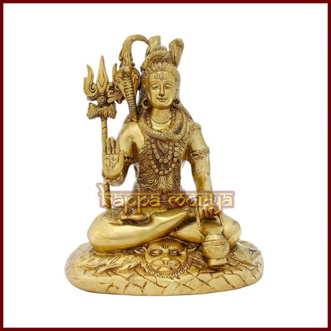 Kailashpati Adiyogi Lord Shiva Idol Sitting in Padmasana  Ashirwad Mudra | Mahadev Statue In Brass Divine Shiv Murti for Pooja, Mandir & Spiritual Decor