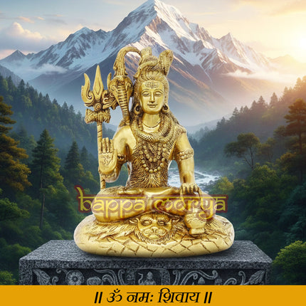 Kailashpati Adiyogi Lord Shiva Idol Sitting in Padmasana  Ashirwad Mudra | Mahadev Statue In Brass Divine Shiv Murti for Pooja, Mandir & Spiritual Decor