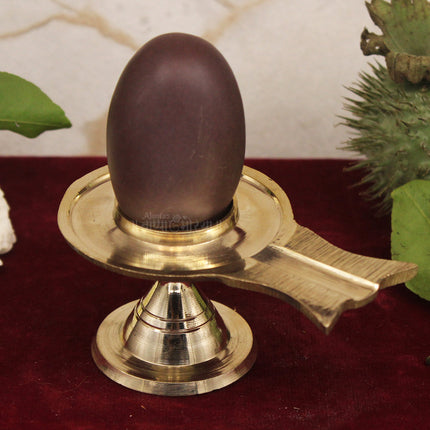 Narmada Shivling with Yonibase for Shiv Pujan & Abhishek | Natural Narmadeshwar Shivling for Home Temple & Spiritual Worship (Size -3)