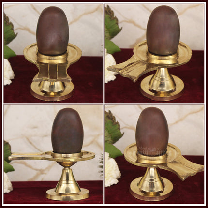 Narmada Shivling with Yonibase for Shiv Pujan & Abhishek | Natural Narmadeshwar Shivling for Home Temple & Spiritual Worship (Size -3)