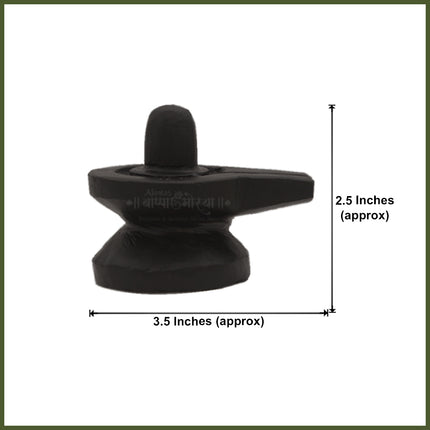 Black Akhand Damru Shape Mahadeva Shivling – Natural Black Stone Shivalinga with Rudraksha Mala | Narmadeshwar Shivling for Home Mandir, Puja & Abhishek (3.5 x 2.5 Inch Approx)