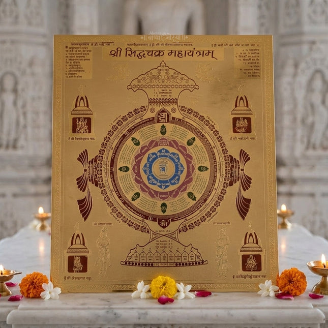 श्री सिद्धचक्र महायंत्रम जैन यंत्र तांब्यामध्ये घर आणि ऑफिसच्या मुख्य दारावर ठेवण्यासाठी आदर्श - सकारात्मक ऊर्जा वाढवते - १२x१२ इंच