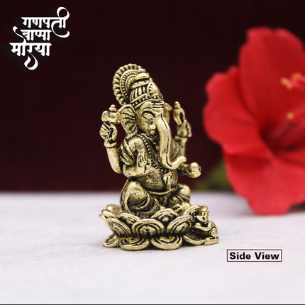 Ganesha Idol Ganesh for Car Dashboard Statue Ganpati Vinayaka Vinayagar Figurine Diwali Gifts Home Decor Luck, Success for Small Murti Puja Lord Gift Office Desk Room (1.5 Inch)
