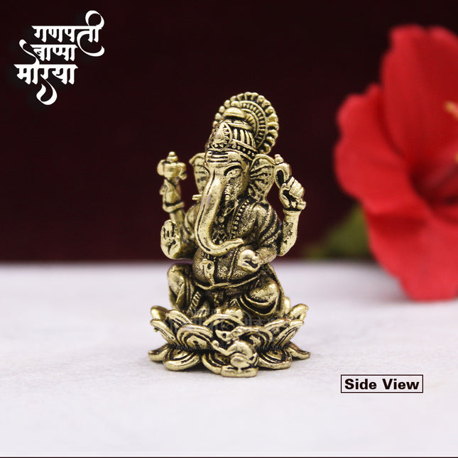 Ganesha Idol Ganesh for Car Dashboard Statue Ganpati Vinayaka Vinayagar Figurine Diwali Gifts Home Decor Luck, Success for Small Murti Puja Lord Gift Office Desk Room (1.5 Inch)