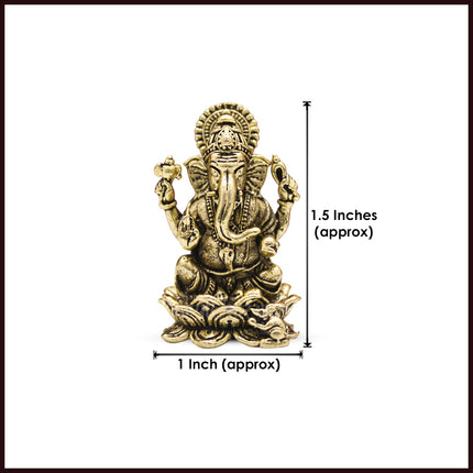 Ganesha Idol Ganesh for Car Dashboard Statue Ganpati Vinayaka Vinayagar Figurine Diwali Gifts Home Decor Luck, Success for Small Murti Puja Lord Gift Office Desk Room (1.5 Inch)