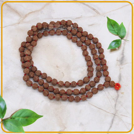 Divine 108 Beads Rudraksha Natural Seed Prayer Beads Rudraksha  Powerful Rudraksha Mala for Positive Vibes, Meditation, Mantra Japa Mala, Shiv Blessings( 16 inch )