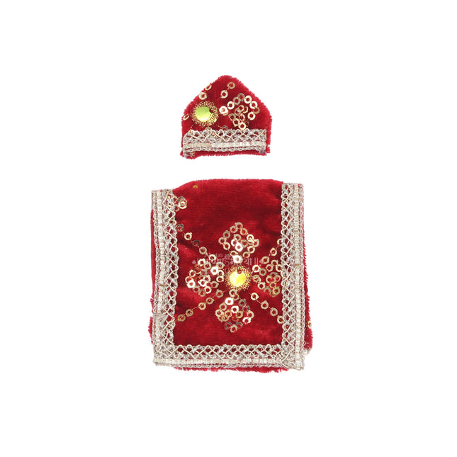 Aakalkot Swami Samarth Velvet Shawl & Topi for Mini Idol स्वामींचे वस्त्र स्वामींचा पोशाख स्वामी ड्रेस  Hand-Embroidered Poshak Vastra for Swami Murti | Traditional Dress for Home Temple, Guruwar Puja & Festive Decoration (2 Inch)