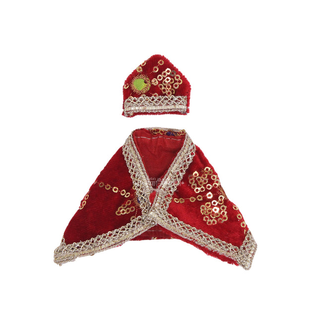 Aakalkot Swami Samarth Velvet Shawl & Topi for Mini Idol स्वामींचे वस्त्र स्वामींचा पोशाख स्वामी ड्रेस  Hand-Embroidered Poshak Vastra for Swami Murti | Traditional Dress for Home Temple, Guruwar Puja & Festive Decoration (2 Inch)