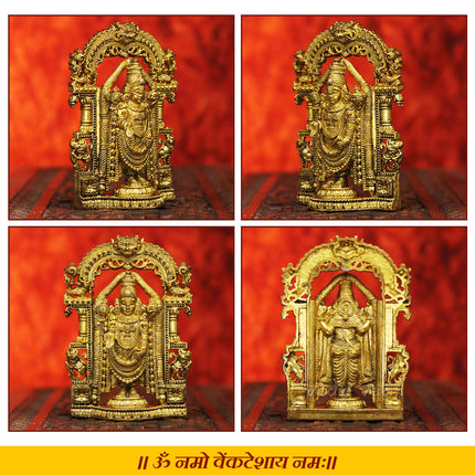 Tirupati Balaji Idol Statue  Prabhavali  Sri Venkateshwara Swami Tirupati Balaji Statue Figurine(2 inches Height)