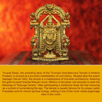 Tirupati Balaji Idol Statue  Prabhavali  Sri Venkateshwara Swami Tirupati Balaji Statue Figurine(2 inches Height)