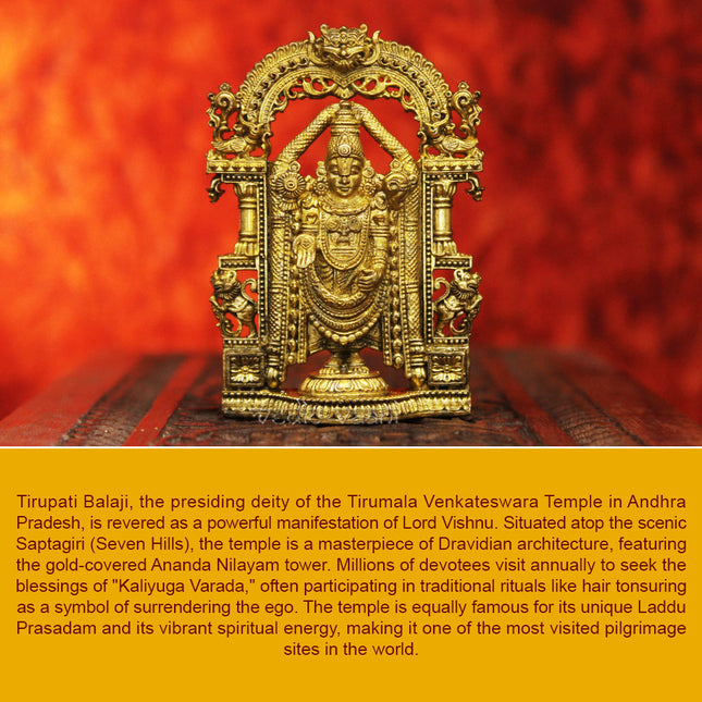 Tirupati Balaji Idol Statue  Prabhavali  Sri Venkateshwara Swami Tirupati Balaji Statue Figurine(2 inches Height)