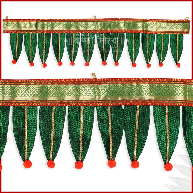 Mango Leaves Toran for Main Door,Hanging Toran for Festive Decorations, Doorway Leaves toran Traditional Cloth Toran for Ganapti Navrarti Diwali Home Temple (Green -Pack of 1) (Length - 42 Inch)