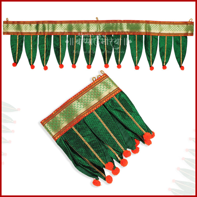 Mango Leaves Toran for Main Door,Hanging Toran for Festive Decorations, Doorway Leaves toran Traditional Cloth Toran for Ganapti Navrarti Diwali Home Temple (Green -Pack of 1) (Length - 42 Inch)