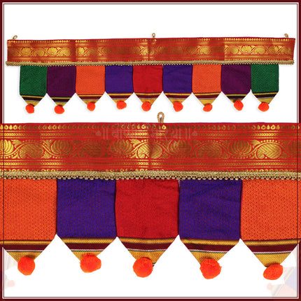 Traditional Toran, Multicolour Door Hanging with Decorative Border, (42 Inches Length)