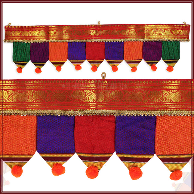 Traditional Toran, Multicolour Door Hanging with Decorative Border, (42 Inches Length)