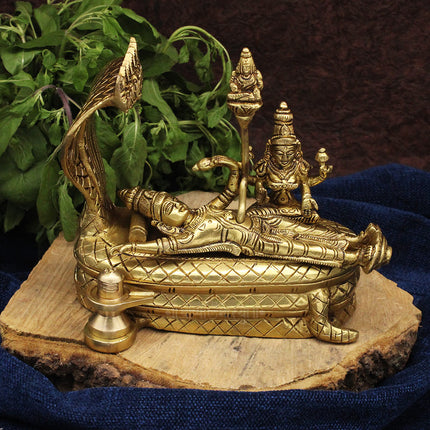 Shree Padmanabhaswamy Bhagwan Idol – Lord Vishnu Reclining on Ananta Shesha with MahaLaxmi Devi | Tirupati Balaji Sri VenkateswaraSwamy Idol Perumal /Maha Vishnu Padmanabhaswamy/AnanthapadmanabhMaha Vishnu Perumal Home Décor Murti
