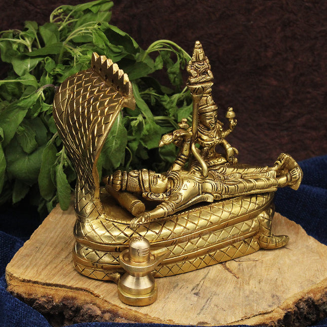 Shree Padmanabhaswamy Bhagwan Idol – Lord Vishnu Reclining on Ananta Shesha with MahaLaxmi Devi | Tirupati Balaji Sri VenkateswaraSwamy Idol Perumal /Maha Vishnu Padmanabhaswamy/AnanthapadmanabhMaha Vishnu Perumal Home Décor Murti