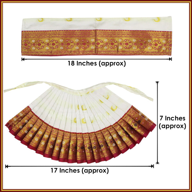 Maharani Mahalaxmi Devi Dress | 7 Inch White Poshak for Devi Maa | Traditional Vastra for Kalash Sthapana & Navratri Puja (7 inch Poshak)