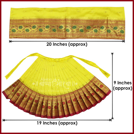 Maharani Mahalaxmi  Saree Vastra/Poshak | Kalash Sthapana Margashirsh Puja| Traditional Dress Poshak for Devi Maa Lakshmi for Pujas - Size of Lehanga 9(Height) x 19 (Length) Inch (9 Inches Poshak)