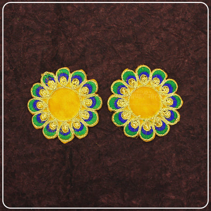 Velvet Designer Aasan Pooja Cloth Mat Mandir Temple Home Office Base ChowkiPooja Aasan for Mandir Home Temple Idol Placement | Velvet Designer Puja Altar Cloth Mat Home Office Base Chowki | Festivals & Daily Rituals (3*3 Asan)