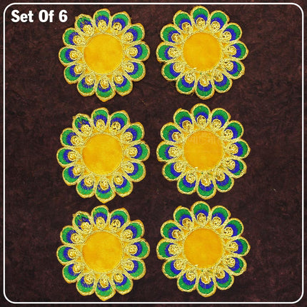 Velvet Designer Aasan Pooja Cloth Mat Mandir Temple Home Office Base ChowkiPooja Aasan for Mandir Home Temple Idol Placement | Velvet Designer Puja Altar Cloth Mat Home Office Base Chowki | Festivals & Daily Rituals (3*3 Asan)
