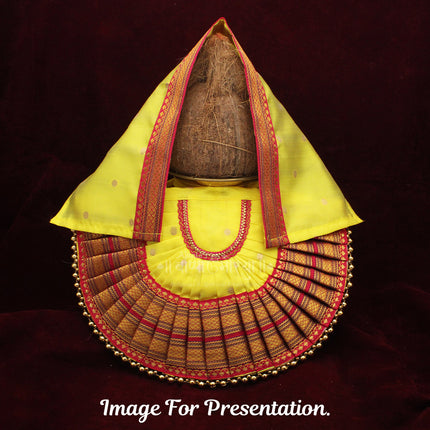 Rajnandani Mahalaxmi Devi Dress | Traditional Goddess Dress Poshak for Lakshmi Durga Ambabai | Temple Style Kolhapur Poshak for Daily Puja & Festivals (7 Inch, Yellow)